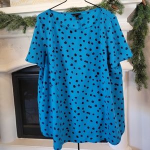 Lane Bryant blue flutter sleeve organic polka dot blouse size 20